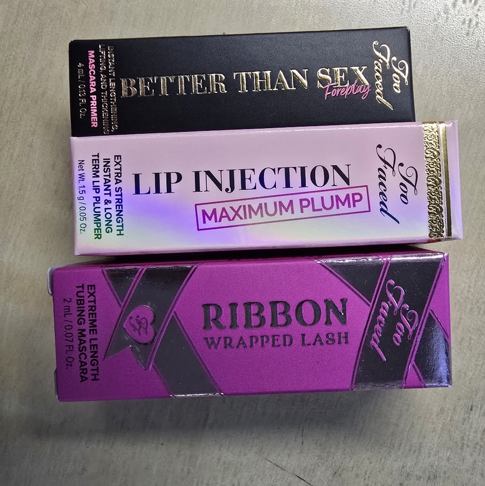 Too Faced Mascara, Lip Plumper, Mascara Primer Travel Size Set